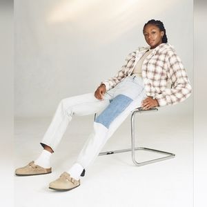 PacSun NWT Eco Repair Stripe Dad Jeans Blue Size 25 100% Cotton Two Tone